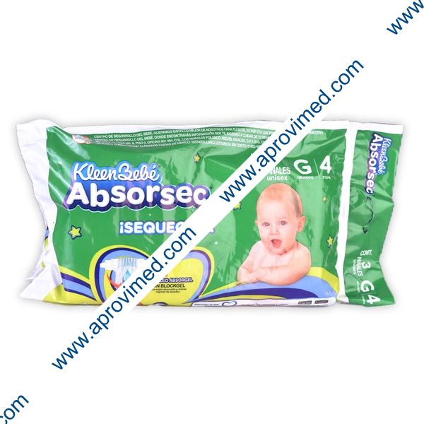KLEENBEBÉ ABSORSEC ¡SEQUECITO! GRANDE (Etapa 4 / 9-12 Kg.) c/ 3 Pzs.