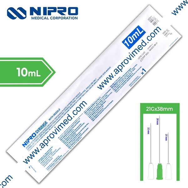 JERINGA 10 mL. (Nipro) c/AGUJA 21Gx38mm. c/1 Pza.