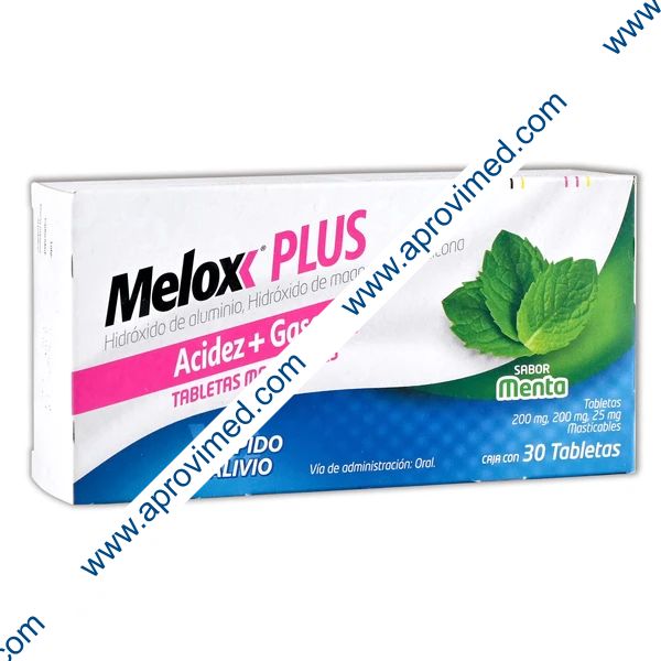 MELOX PLUS c/30 TABS. MASTICABLES Sab. Menta 200/200/25 MG.
