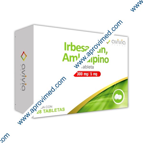 IRBESARTÁN/AMLODIPINO (Avivia) c/28 TABS. 300/ 5 MG.