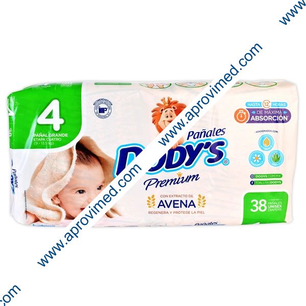 PAÑAL DODYS PREMIUM Grande (ETAPA-4 / 9-13.5 Kg.) c/38 Pzs.