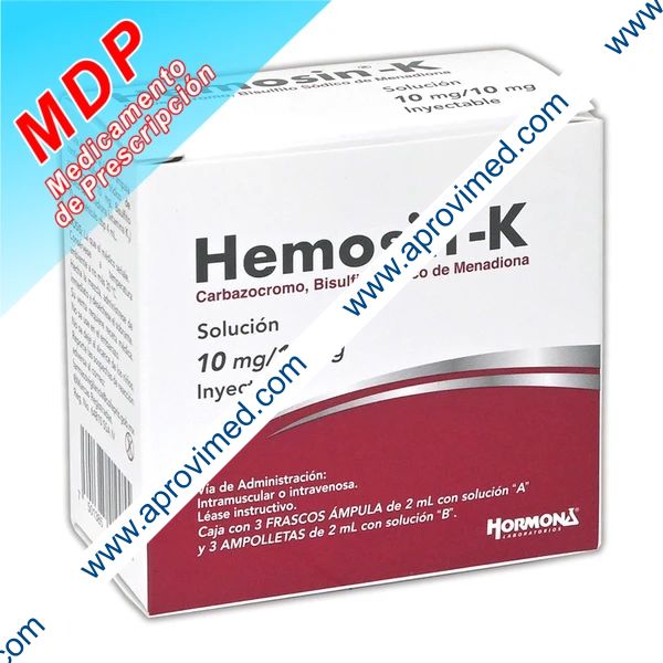 HEMOSIN-K Sol. Iny. c/3 FCO. AMP. "A" y 3 AMPTAS. "B" 10-10 MG/4 ML.