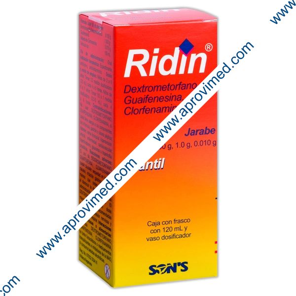 RIDIN JARABE Pediátrico Fco. 120 ML. 0.100-1.0-0.010 G/100 ML.