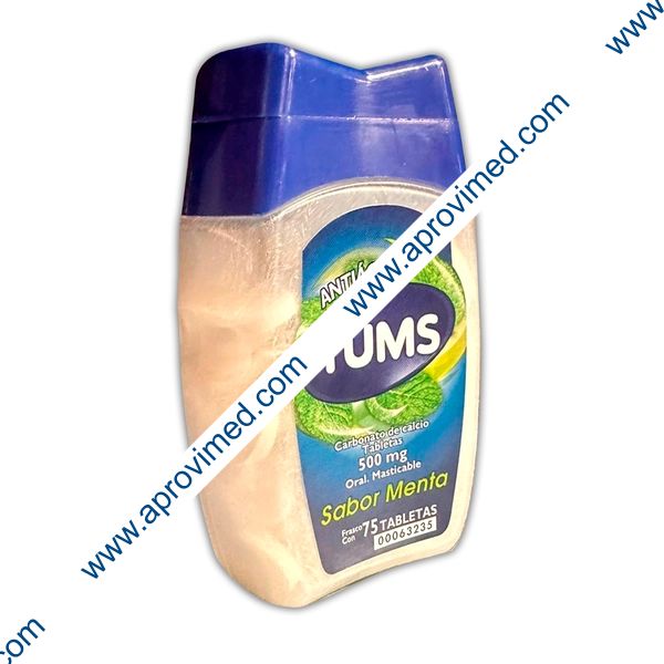 TUMS Sab. Menta. Fco c/75 TABS, Mast. 500 MG.