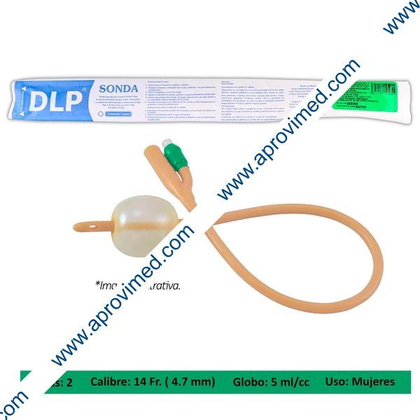 SONDA FOLEY de LATEX (DLP) 2V/GLB 5/Cal. 14 Fr. c/1 Pza.