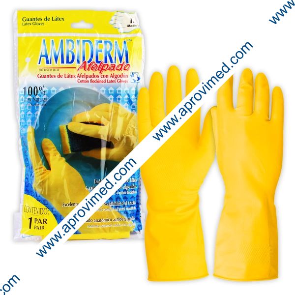 GUANTES DE LÁTEX Afelpados (Ambiderm) Talla M. c/1 PAR.