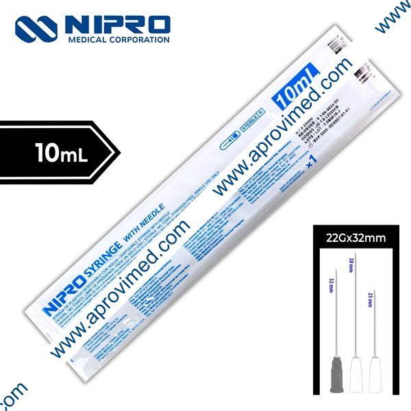JERINGA 10 mL. (Nipro) c/AGUJA 22Gx32mm. c/1 Pza.
