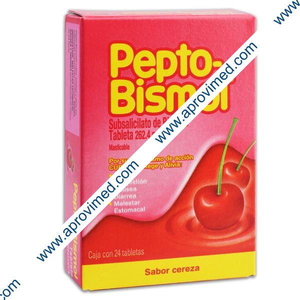 PEPTO-BISMOL Sabor Cereza c/24 TABS. Masticables 262.4 MG.