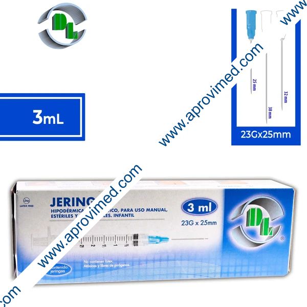 JERINGA 3 mL. (DL) c/AGUJA 23Gx25mm. c/5 Pzs.