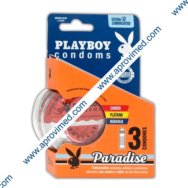 PLAYBOY TEXTURIZADO Paradise (Sabs: SA/PL/NA) Blister c/3 CONDS.