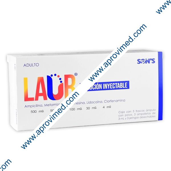 LAUR Adulto Sol. Iny. c/3 FCO. AMP. 500 MG. y 3 Jeringas.