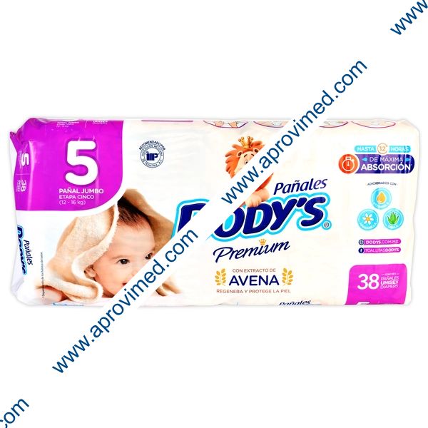 PAÑAL DODYS PREMIUM Jumbo (ETAPA-5 / 12-16 Kg.) c/38 Pzs.