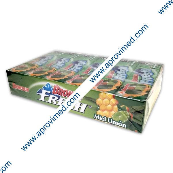 BRONCO FRESH Sabor Miel Limón Tubo. c/9 CARAMELOS 3.66 G. Exh. c/12 Pzs.