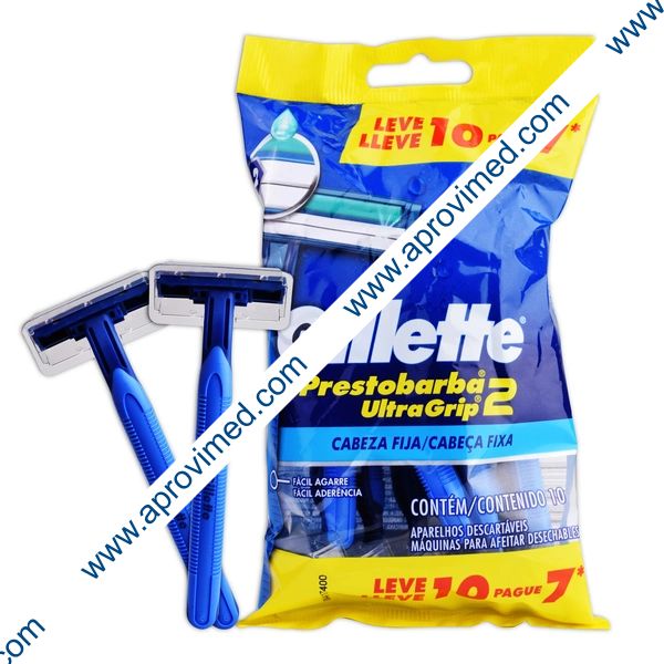 GILLETTE PRESTOBARBA-2 ULTRAGRIP Desechable Paq. c/10 Pzs.