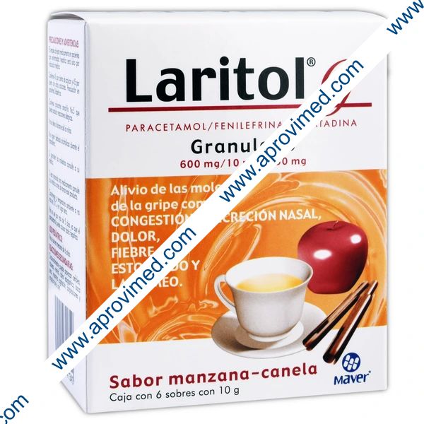 LARITOL-G GNDO. (Manzana-Canela) c/6 SOBS. 600-10-2.5 MG/10 G.