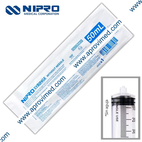 JERINGA 50 mL. (Nipro) Pivote Luer Lock s/AGUJA c/1 Pza.