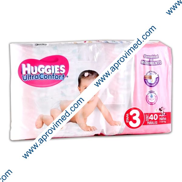 HUGGIES ULTRACONFORT Niña (Etapa 3 / 7-10 Kg.) c/40 Pzs.