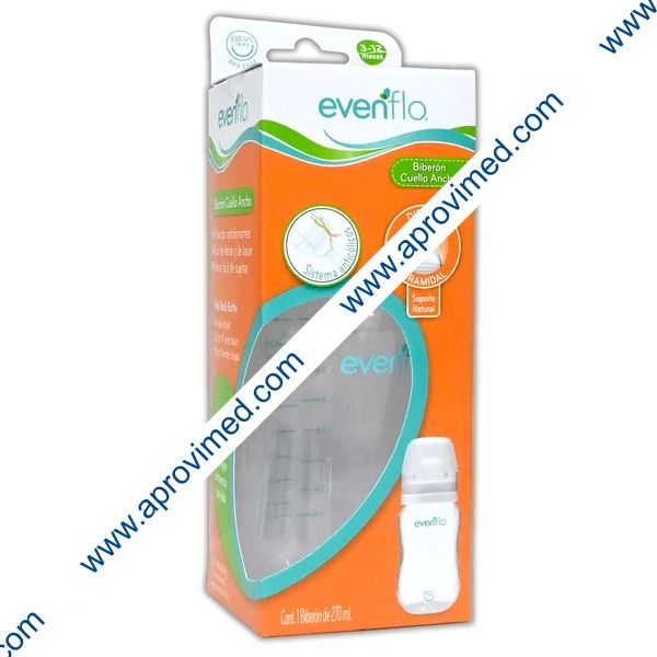 BIBERÓN CUELLO ANCHO "Evenflo" c/MAMILA 9 OZ/270 ML.