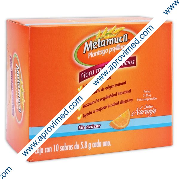 METAMUCIL POLVO Sab. Naranja s/AZÚCAR Caja c/10 SOBS. 5.8 G. 3.26 G.