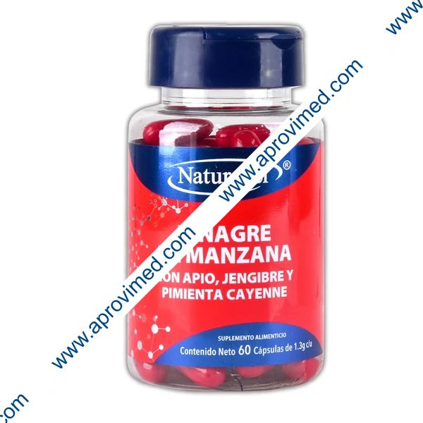 VINAGRE DE MANZANA CON APIO, JENGIBRE Y PIMIENTA CAYENNE c/60 CAPS. 1.3 G.