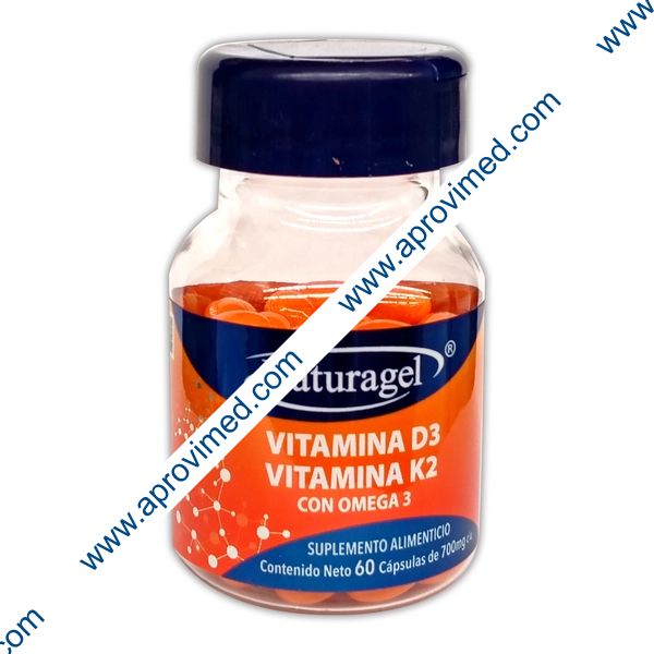 VITAMINA D3/VITAMINA K2 CON OMEGA 3 (Naturagel) c/60 CAPS. 700 MG.