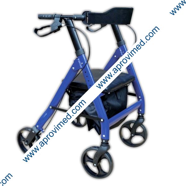 ANDADERA de ALUMINIO ROLLATOR 8" c/CANASTILLA (Eko-Mobility) Col. Azul.