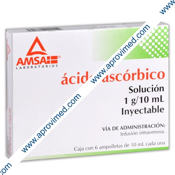 ÁCIDO ASCÓRBICO (Amsa) Sol. Iny. c/6 AMPTAS. 1 G/10 ML.