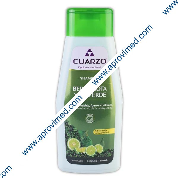 SHAMPOO BERGAMOTA y TÉ VERDE c/Pantenol (Cuarzo) 550 ML.