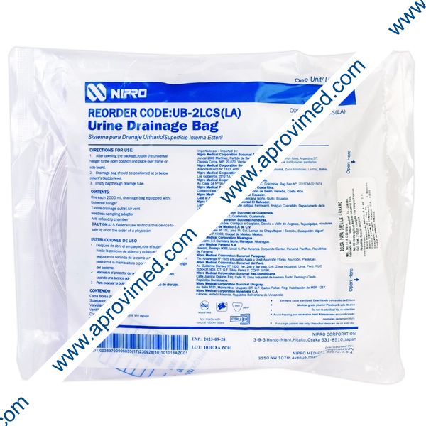BOLSA PARA DRENAJE URINARIO (Nipro) Cap. 2 Lts.