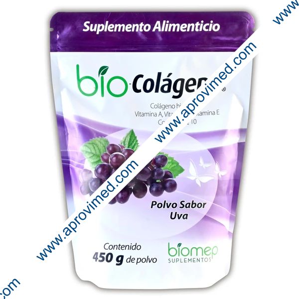 BIO-COLÁGENO POLVO Sabor Uva BOLSA c/450 G.