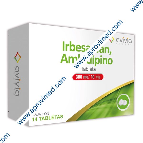IRBESARTÁN/AMLODIPINO (Avivia) c/14 TABS. 300/10 MG.