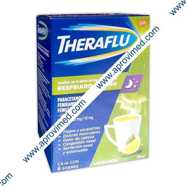 THERAFLU c/ 6 SOBS. GRANULADO Sabor Limón 650/20/10 MG.