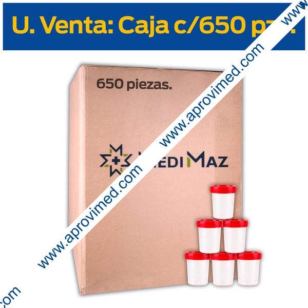 VASO RECOLECTOR p/MUESTRAS (Medimaz) Estéril 100 ML. Caja c/650 Pzs.