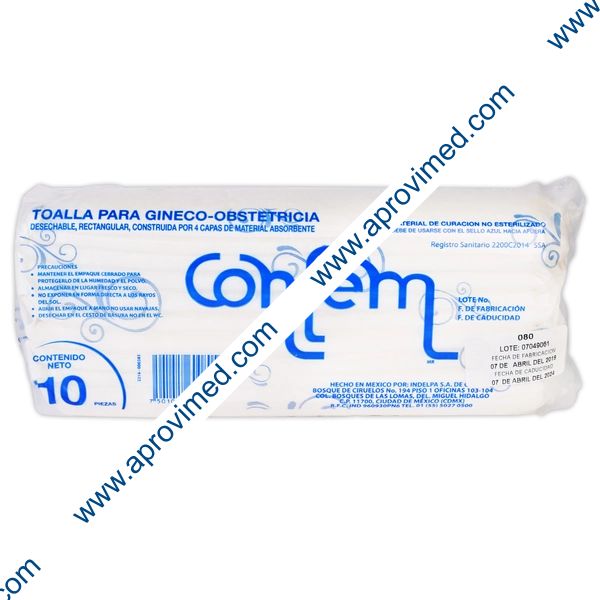 TOALLA PARA GINECO-OBSTETRICIA (Confem) Bolsa c/10 Pzs.