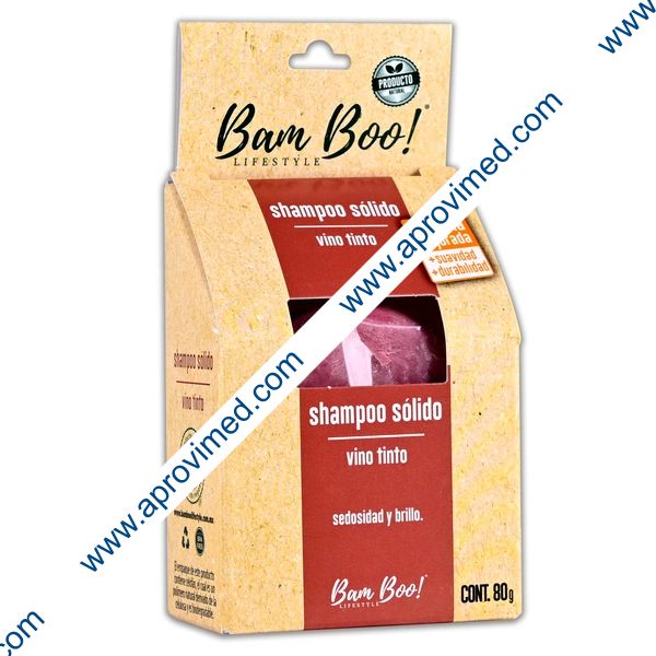 SHAMPOO SOLIDO DE VINO TINTO (Bam Boo) Barra c/80 G.