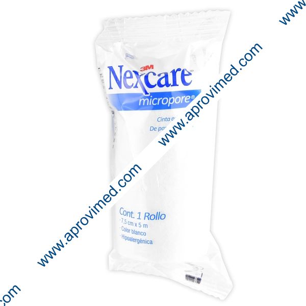NEXCARE MICROPORE Rollo Col. Blanco A: 7.5cm. (3"); L: 5m. Bolsa c/1 Pza.