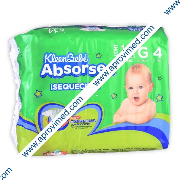 KLEENBEBÉ ABSORSEC ¡SEQUECITO! GRANDE (Etapa 4 / 9-12 Kg.) c/14 Pzs.