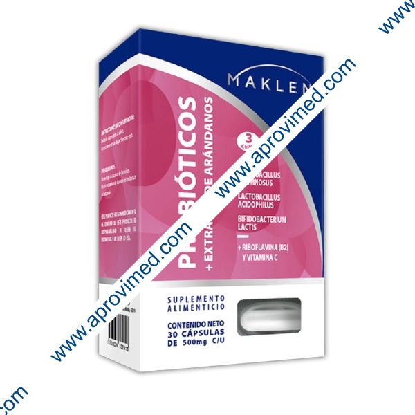 PROBIÓTICOS+EXTRACTO DE ARÁNDANOS (Maklen) c/30 CAPS. 500 MG.