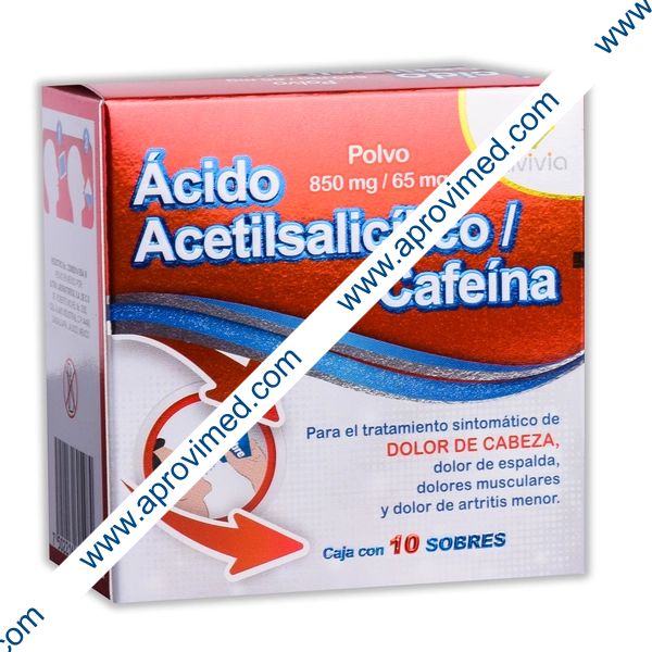 ÁCIDO ACETILSALICÍLICO/CAFEÍNA (Avivia) c/10 SOBS. POLVO 850/65 MG.