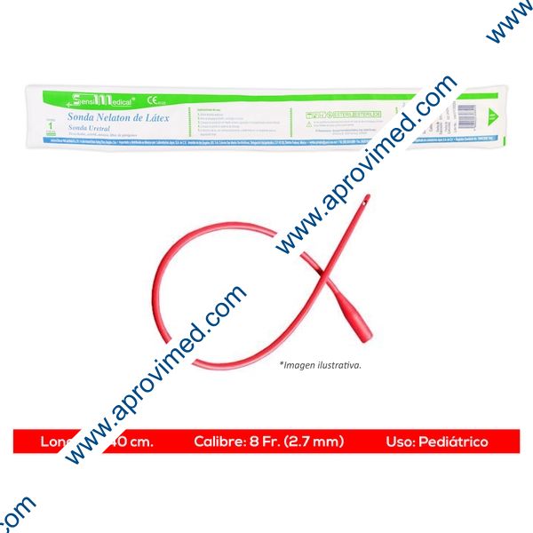 SONDA NÉLATON de LÁTEX (SensiMedical) Long. 40cm. Cal. 8 Fr. c/1 Pza.