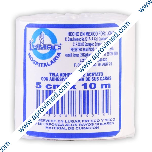 TELA ADHESIVA (Lomac) Rollo A: 5cm; L: 10m. c/1 Pza.