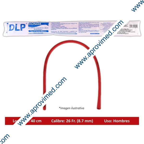 SONDA NELATON de LATEX (DLP) Long. 40cm. Cal. 26 Fr. c/1 Pza.