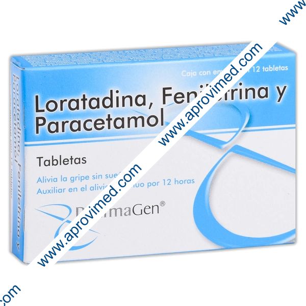 LORATADINA/FENILEFRINA/PARACETAMOL (Pharmagen) c/12 TABS. 2.5/5/500 MG.