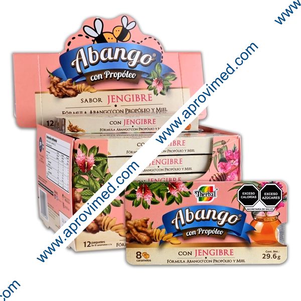ABANGO CON PROPOLEO Sabor JENGIBRE c/12 x 8 CARAMELOS 3.7 G.