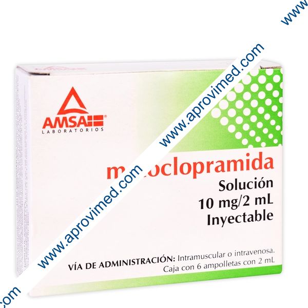 METOCLOPRAMIDA (Amsa) Sol. Iny. c/6 AMPTAS. 10 MG/2 ML.