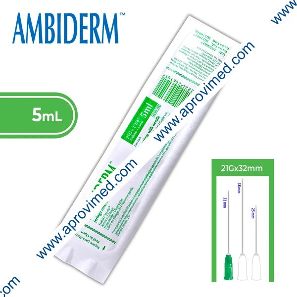 JERINGA 5 mL. (Ambiderm) c/AGUJA 21Gx32mm. c/1 Pza.