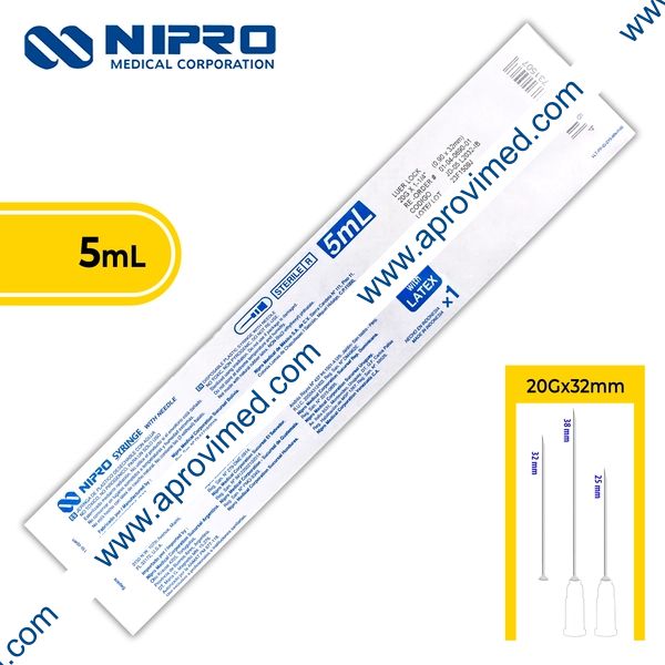 JERINGA  5 mL. (Nipro) c/AGUJA 20Gx32mm. c/1 Pza.