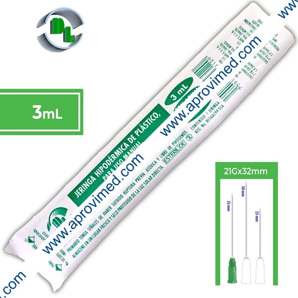 JERINGA  3 mL. (DL) c/AGUJA 21Gx32mm. c/1 Pza.