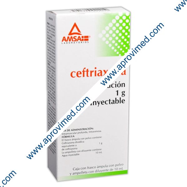 CEFTRIAXONA (Amsa) Sol. Iny. IV. c/1 FCO. AMP. 1 G/10 ML.