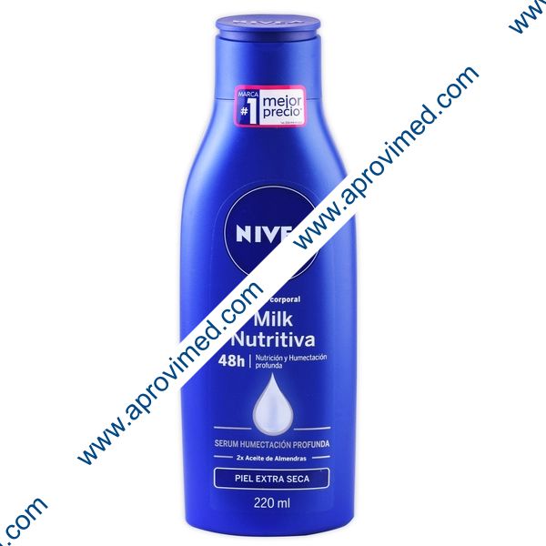 NIVEA Milk Nutritiva 48H Crema Corporal PIEL EXTRA SECA 220 ML.
